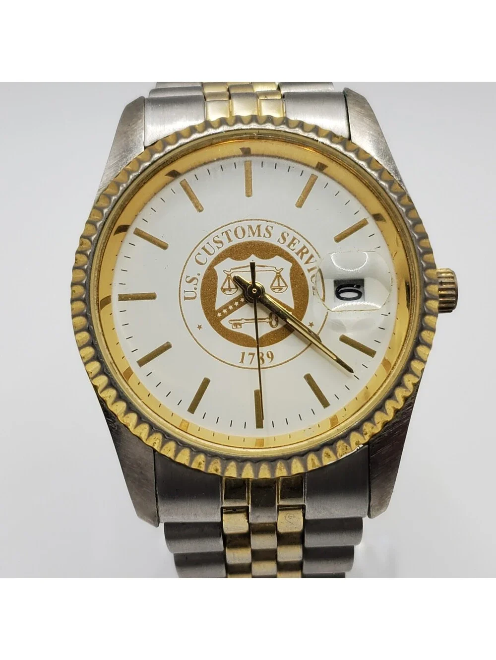 Abelle Customs Service 35mm Mens Watch Fluted Bezel Two-Tone New Battery